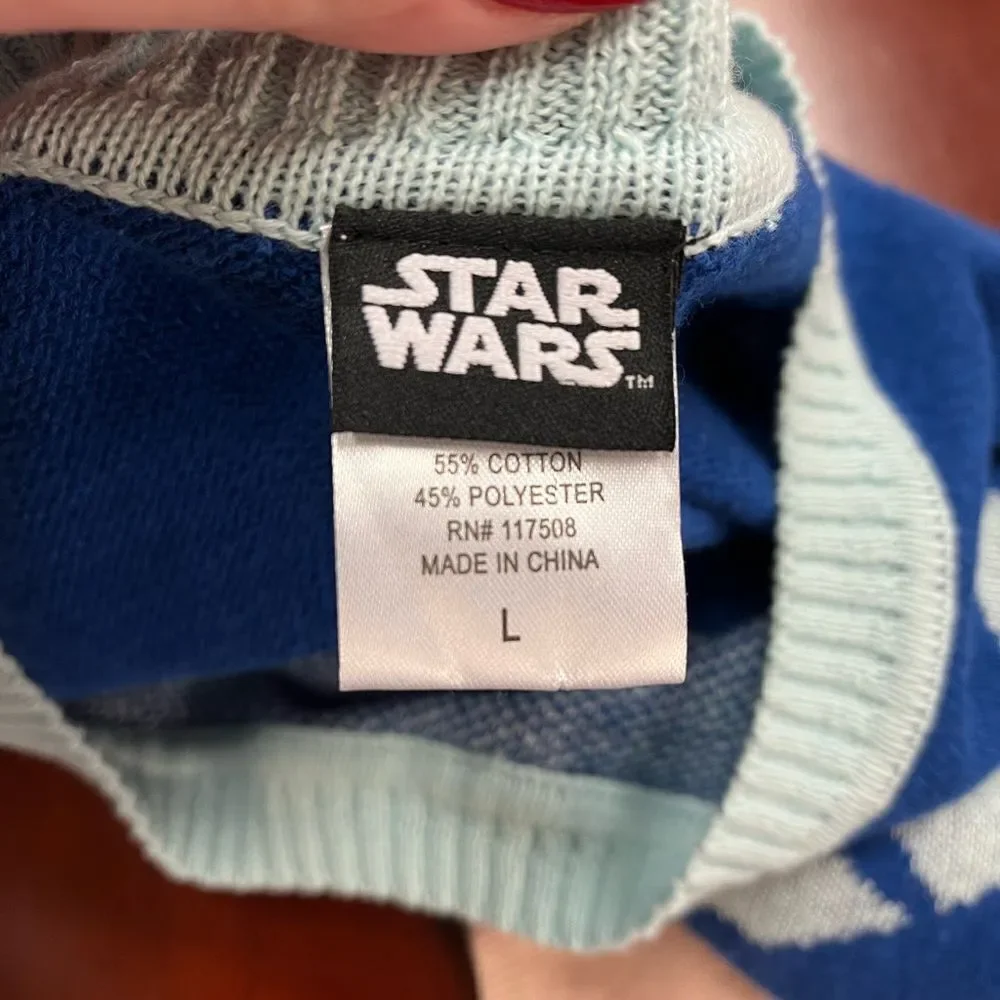 Star Wars Blue Drop Shoulder Wide Crewneck Sweater sz L